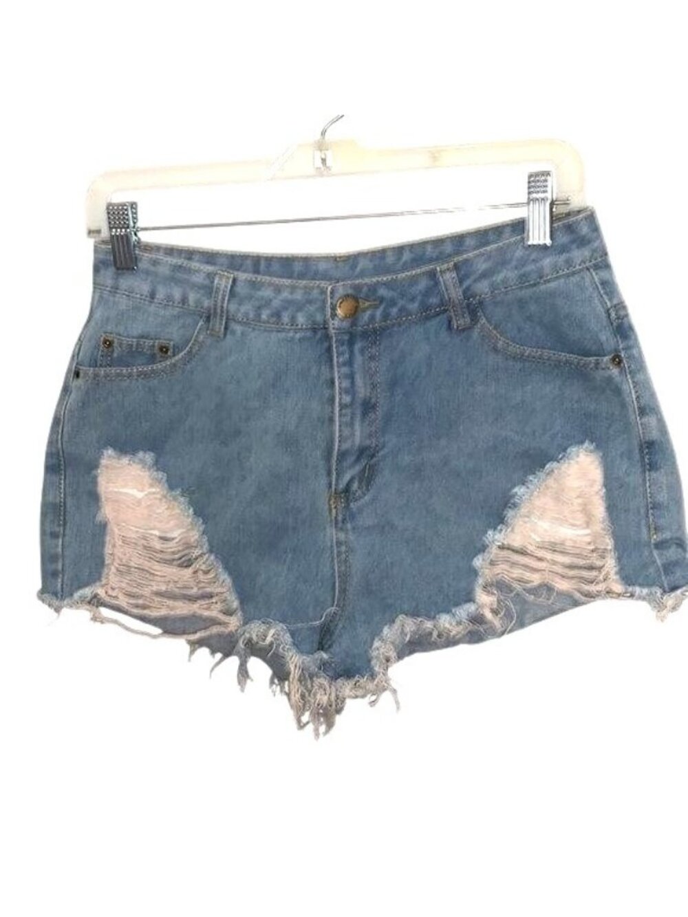 Shein Womens Distressed High-Waisted Denim Shorts